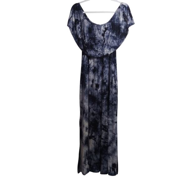 BYSBZD Blue Tie Dye Off Shoulder Maxi Sundress Beach Cover Up Size XL - Picture 1 of 9